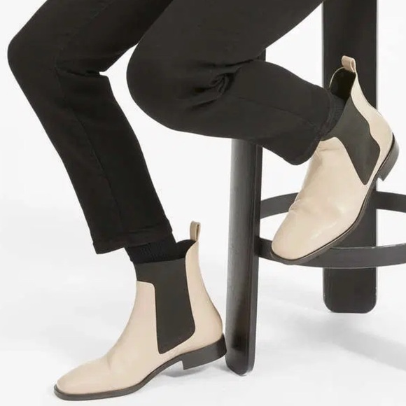 Everlane Womens Italian Leather Chelsea Boots Tan Black Square Toe Ankle Size 9 - Picture 1 of 11